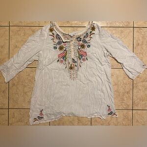 J.Jill Embroidered Blouse Top Size XL